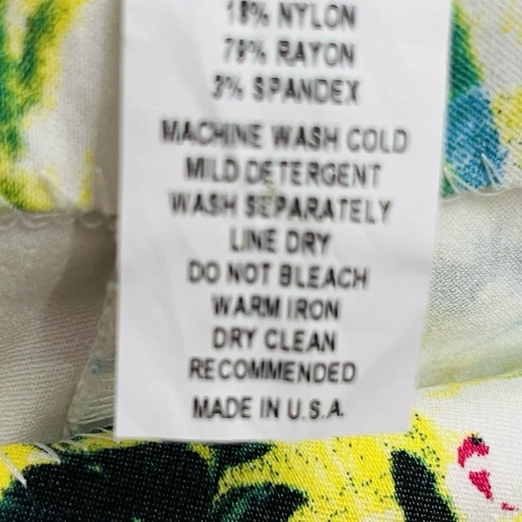 Krazy Larry Made/USA Pants white/Multicolor Leaves Print Stretch Pull On 2 NWOT - Picture 11 of 11